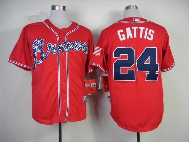 Atlanta Braves #24 Evan Gattis Red Authentic 2014 Alternate