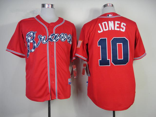 Atlanta Braves #10 Chipper Jones Red Authentic 2014 Alternate