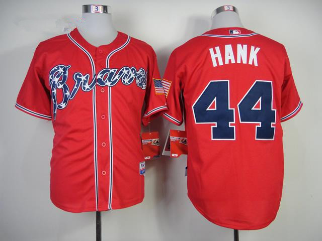 Atlanta Braves #44 Hank Aaron Red Authentic 2014 Alternate