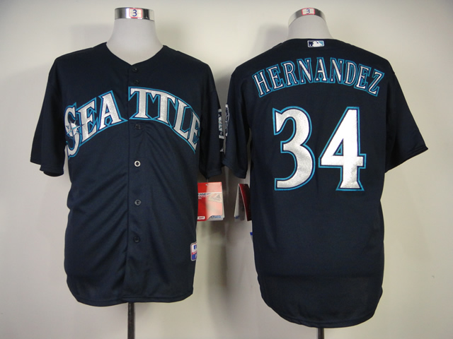 MLB Seattle Mariners Hernandez #34 D.Blue Jersey