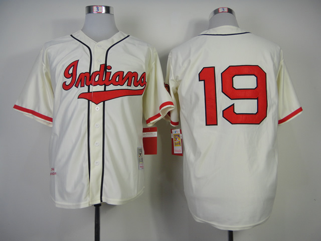MLB Cleveland indians #19 Cream Throwback Jersey 1948