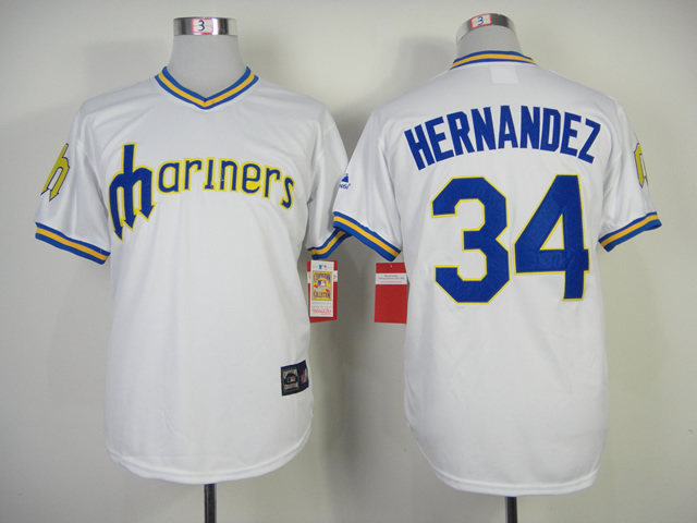 MLB Seattle Mariners Hernandez #34 White Jersey