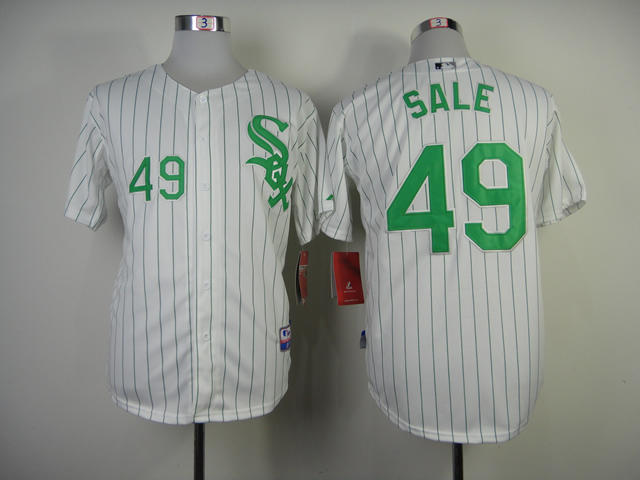 MLB Chicago White Sox #49 Chris Sale White Jersey with Green Number