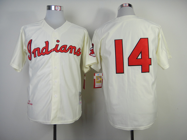 MLB Cleveland Indians #14 Cream 1951 Throwback Jersey