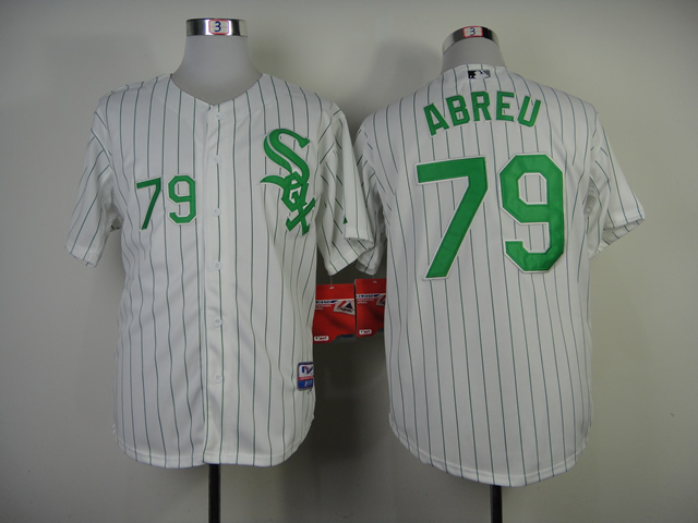 MLB Chicago White Sox #79 Jose Abreu White Jersey with Green Number