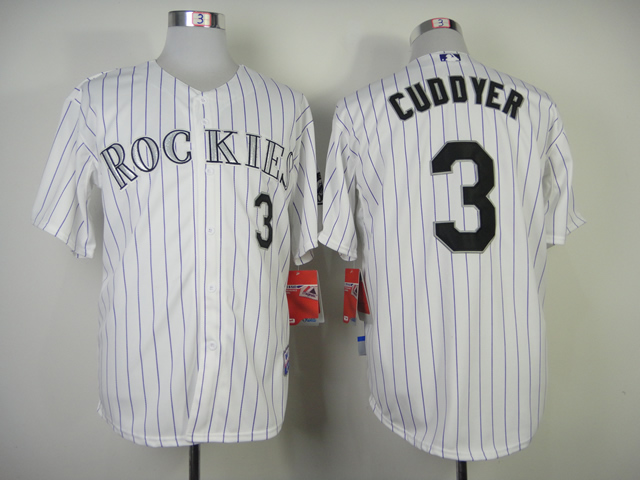MLB Colorado Rockies #3 Michael Cuddyer White Jersey with Purple Pinstrip