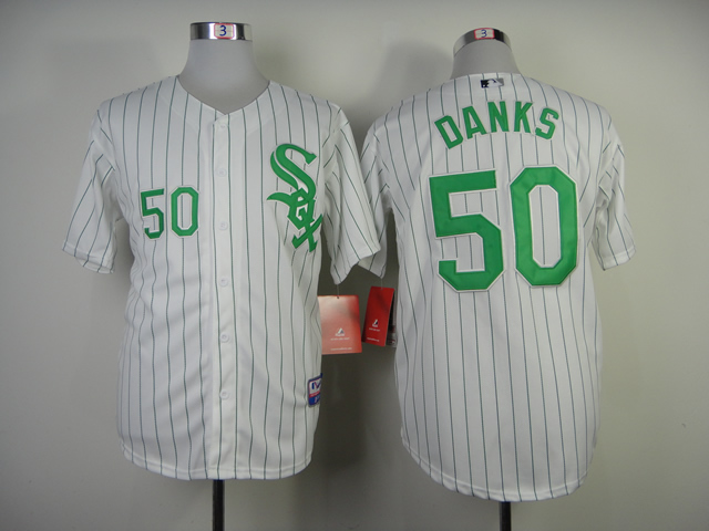 MLB Chicago White Sox #50 John Danks White Jersey with Green Number