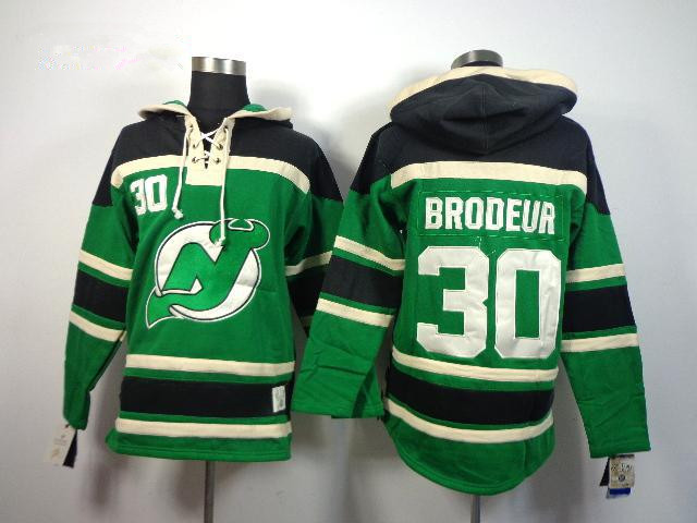 NHL Hoodie New Jersey Devils #30 Brodeur Green