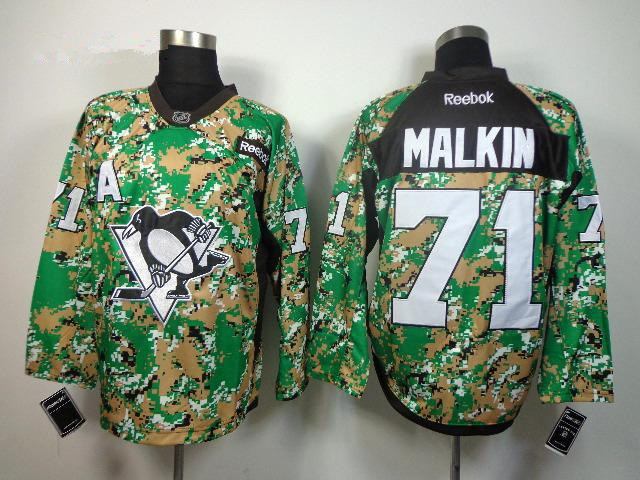 NHL Pittsburgh Penguins #71 Evgeni Malkin Camo  Green Jersey