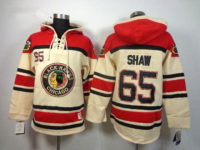 NHL Hoodie Chicago Blackhawks #65 Shaw Cream