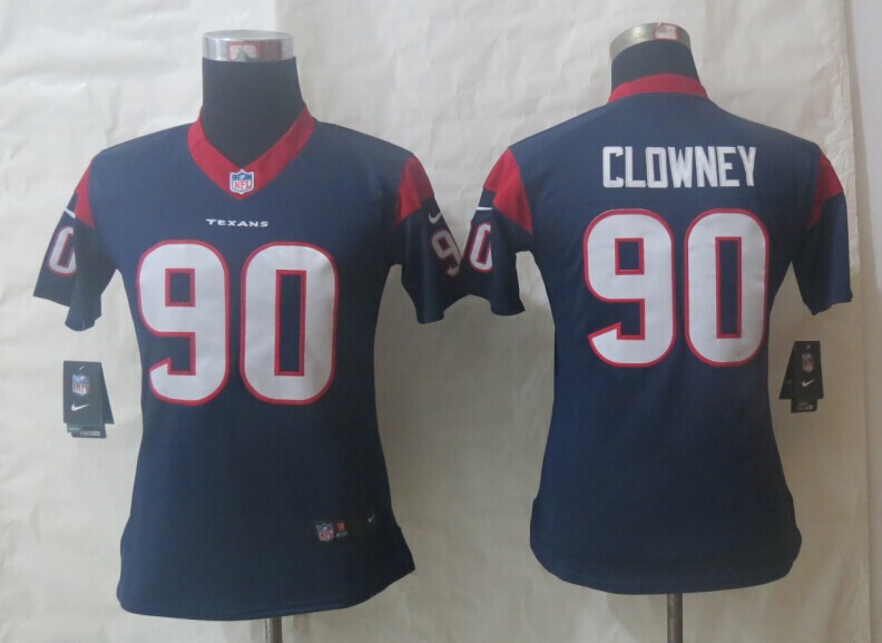 Women Nike Houston Texans 90 Clowney Blue Limited Jerseys