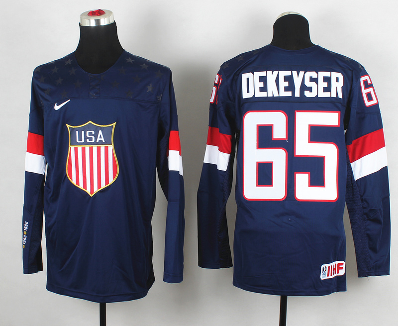 2014 IIHF Ice Hockey World Championship USA #65 Dekeyser Blue Jersey