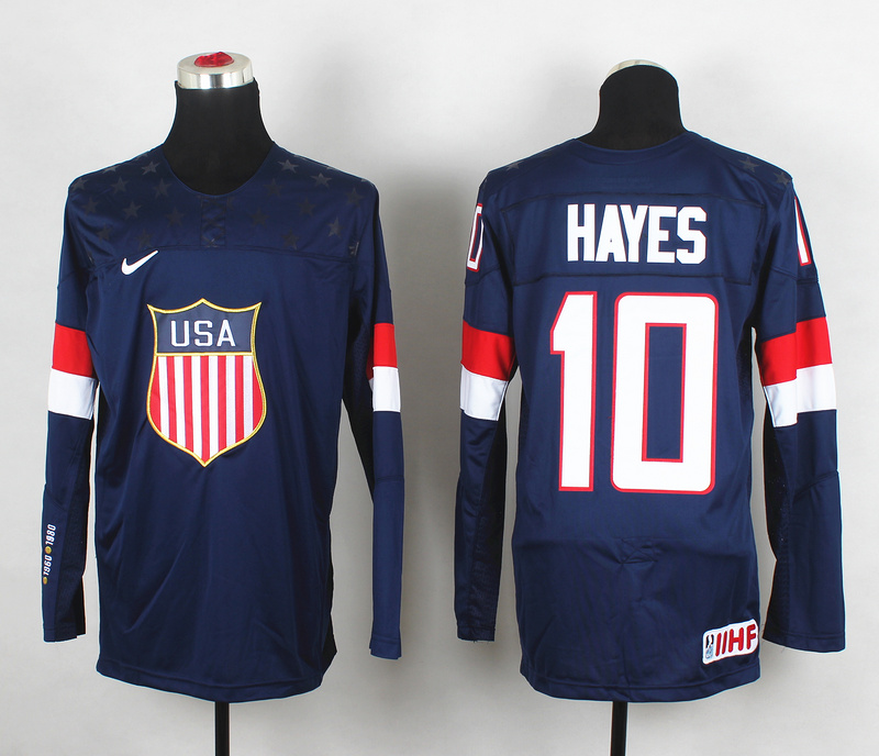 2014 IIHF Ice Hockey World Championship USA #10 Hayes Blue Jersey