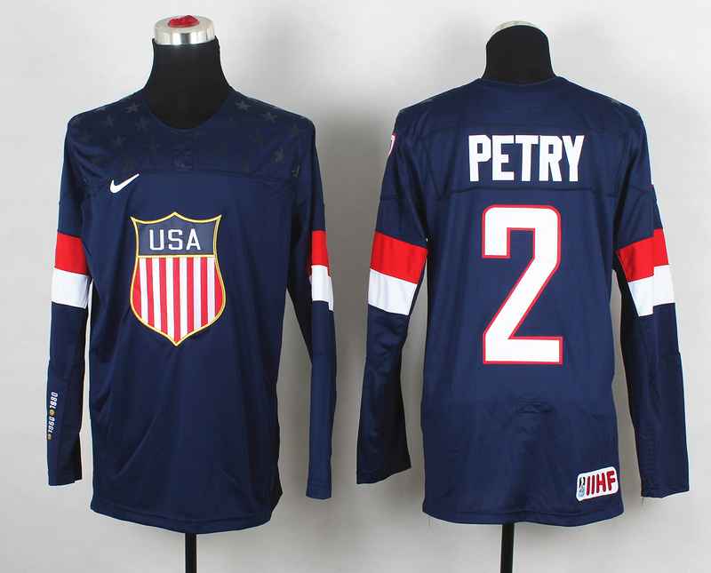 2014 IIHF Ice Hockey World Championship USA #2 Petry Blue Jersey