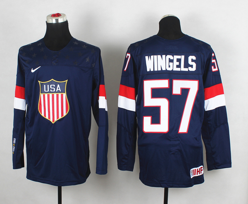 2014 IIHF Ice Hockey World Championship USA #57 Wingels Blue Jersey