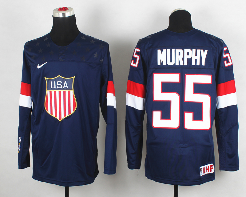 2014 IIHF Ice Hockey World Championship USA #55 Murphy Blue Jersey