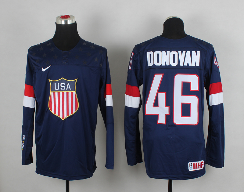 2014 IIHF Ice Hockey World Championship USA #46 Donovan Blue Jersey