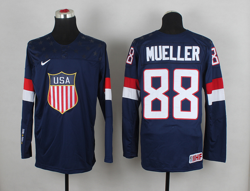 2014 IIHF Ice Hockey World Championship USA #88 Mueller Blue Jersey