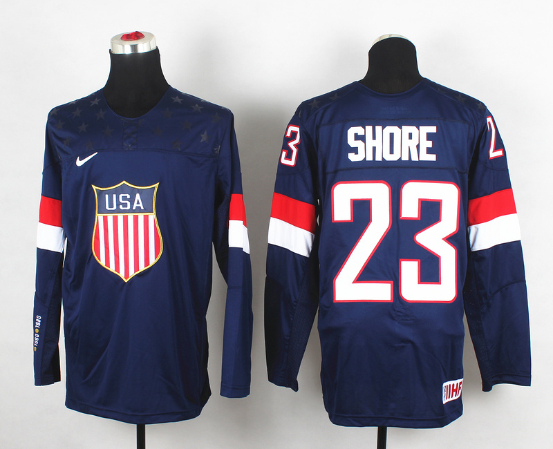 2014 IIHF Ice Hockey World Championship USA #23 Shore Blue Jersey