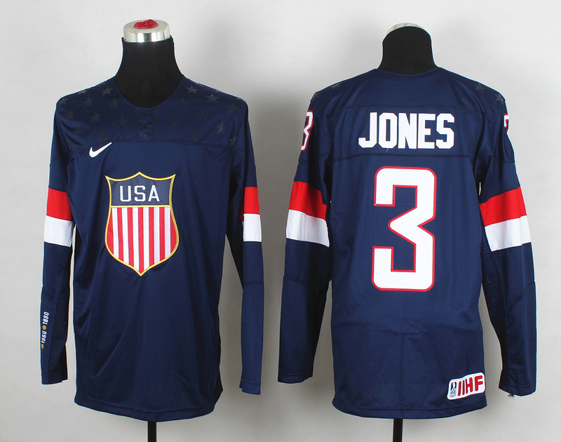 2014 IIHF Ice Hockey World Championship USA #3 Jones Blue Jersey