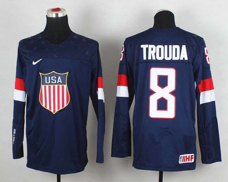 2014 IIHF Ice Hockey World Championship USA #8 Trouda Blue Jersey