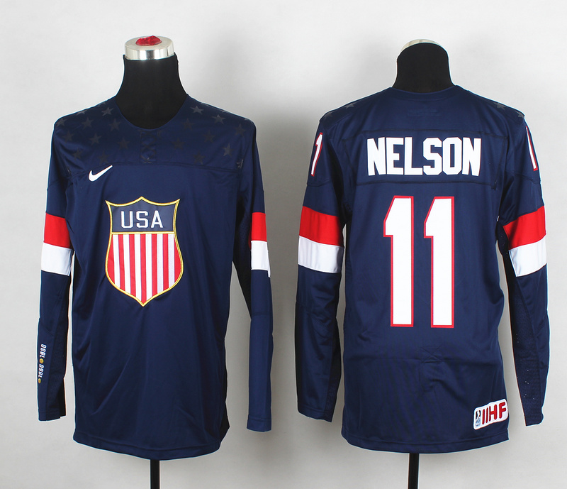 2014 IIHF Ice Hockey World Championship USA #11 Nelson Blue Jersey