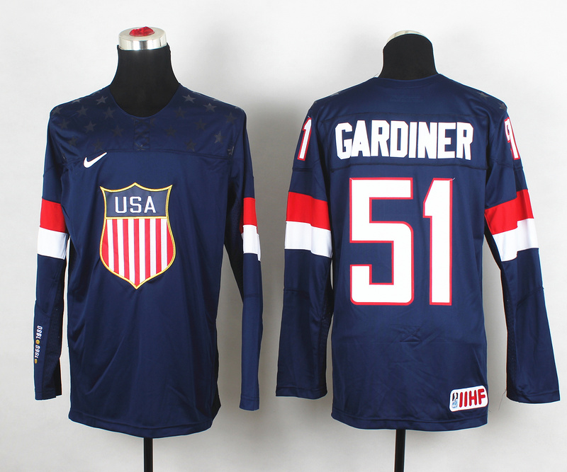 2014 IIHF Ice Hockey World Championship USA #51 Gardiner Blue Jersey