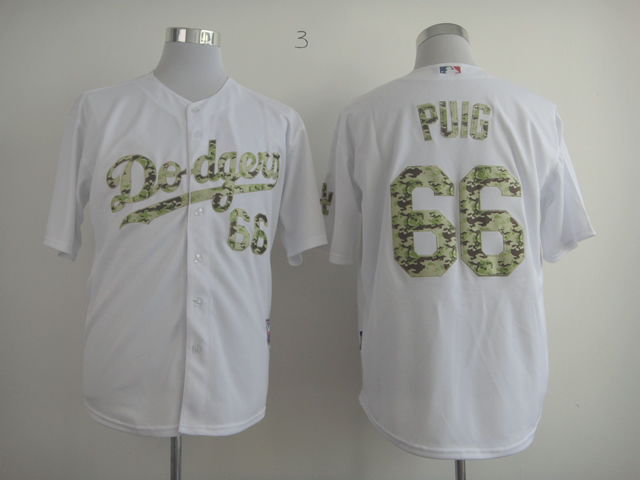 Los Angeles Dodgers Authentic 66 Puig 2013 USMC Home Cool Base Jersey