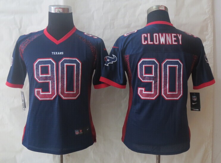 Women 2014 New Nike Houston Texans 90 Clowney Drift Fashion Blue Elite Jerseys