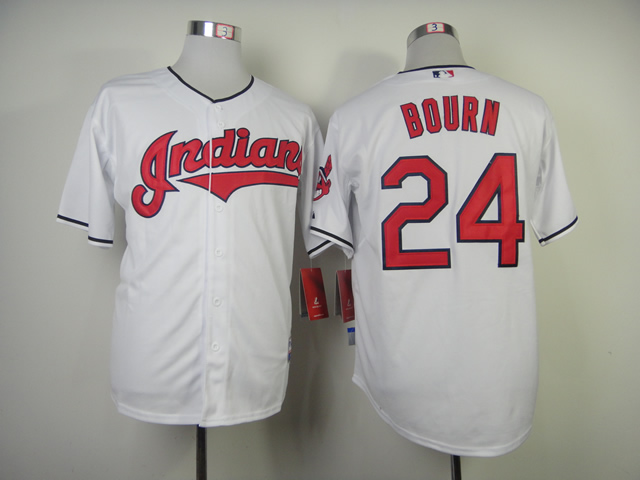 MLB Cleveland Indians #24 Michael Bourn Road  Baseball Jersey