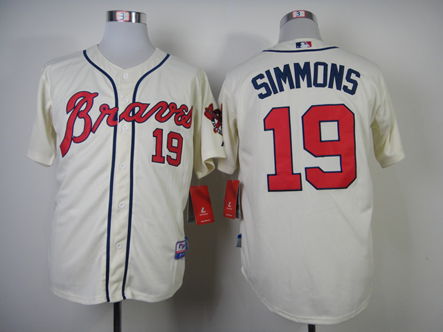 MLB Atlanta Braves #19 Andrelton Simmons Cream Jersey