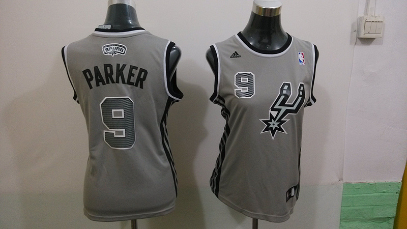 NBA San Antonio Spurs #9 Parker  Grey Women Jersey