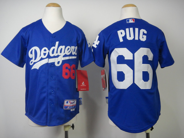 MLB Los Angeles Dodgers #66 Puig Kids Jersey Blue