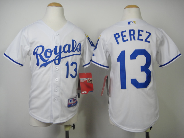 MLB MLB Kansas City Royals #13 Perez White Youth Jersey