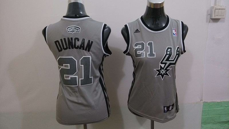 NBA San Antonio Spurs #21 Duncan  Grey Women Jersey
