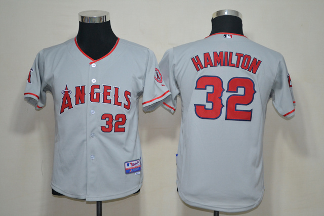 MLB Los Angeles Angels #32 Hamilton Grey Youth Jersey