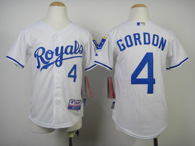 MLB MLB Kansas City Royals #4 Gordon White Youth Jersey