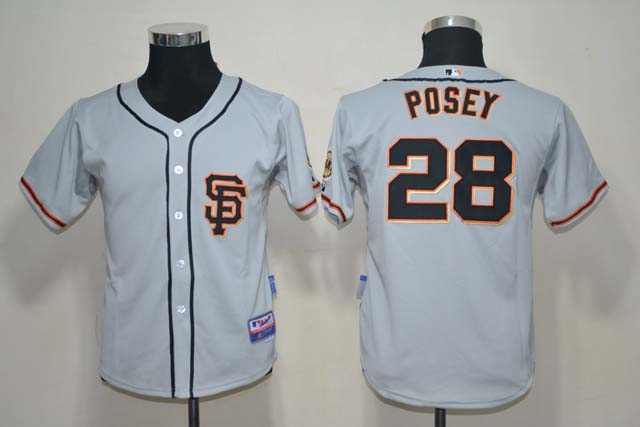 MLB San Francisco giants #28 Kids Jersey Grey