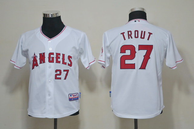 MLB Los Angeles Angels #27 Trout White Youth Jersey