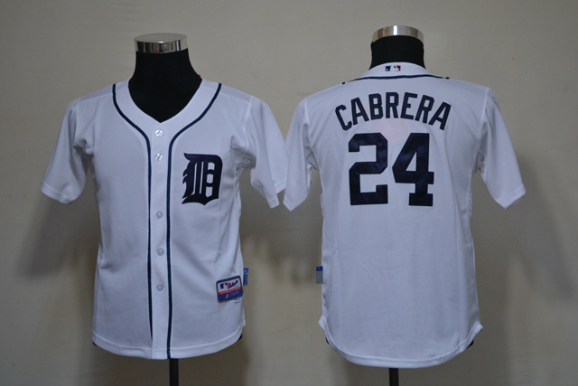 MLB Detroit tigers #24 Cabrera Kids Jersey White