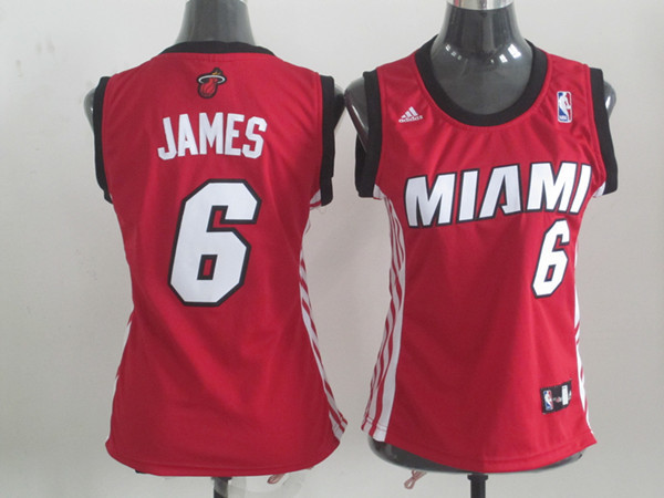 NBA Miami Heat #6 James Red Women Jersey