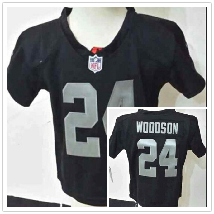 Nike Oakland Raiders #24 Woodson Black Youth Jersey 2-5T