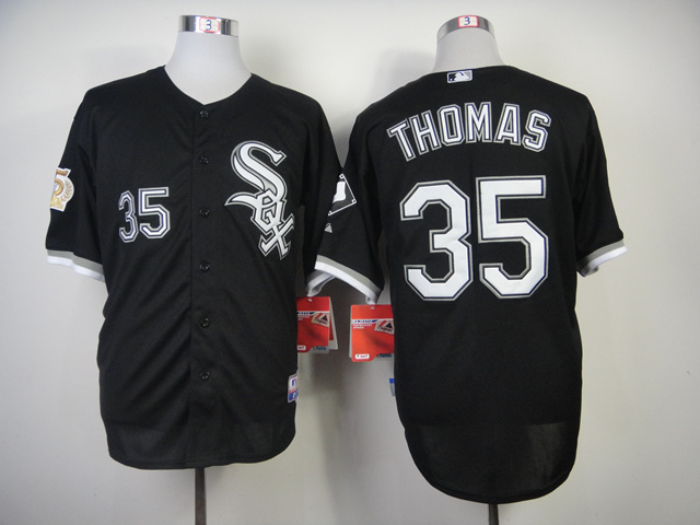 MLB Chicago White Sox #35 Thomas Black Jersey with 75th Patch