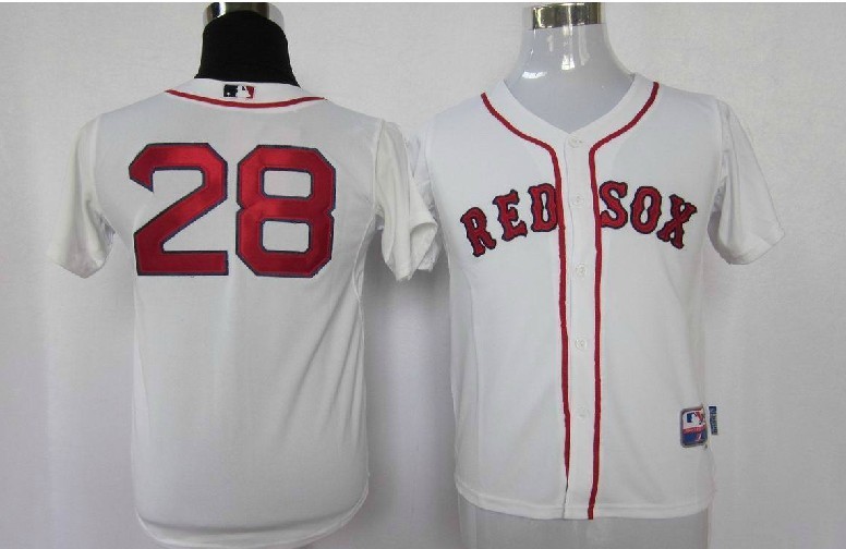 MLB Boston Red Sox #28 Kids Jersey White