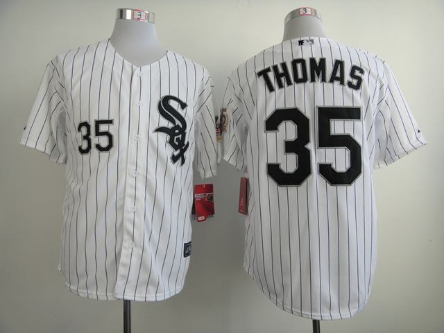 MLB Chicago White Sox #35 Frank Thomas 2014 Hall Of Fame Inductee Home Jersey 75th Patch