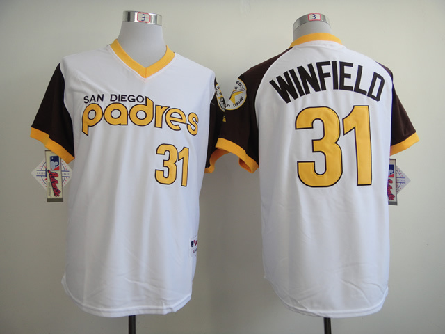 MLB San Diego Padres #31 Winfield 1984 Throwback White Jersey