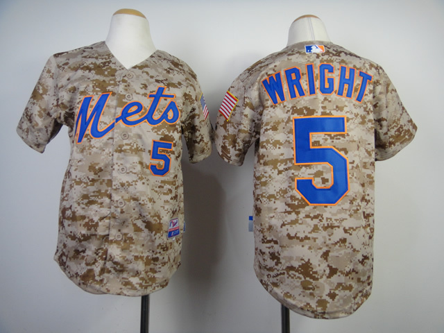 2014 MLB New York Mets #5 Wright Camo Youth Jersey