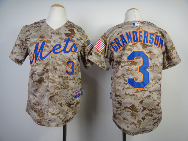 2014 MLB New York Mets #3 Granderson Camo Youth Jersey