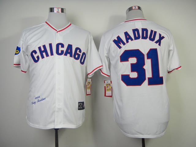 MLB Chicago Cubs #31 Maddux White 1988 Throwback Majectic Jersey