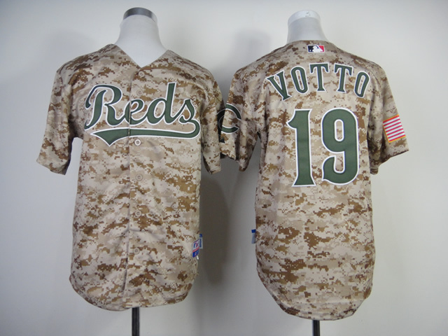 2014 MLB Cincinnati Reds Camo #19 Votto Youth Jersey